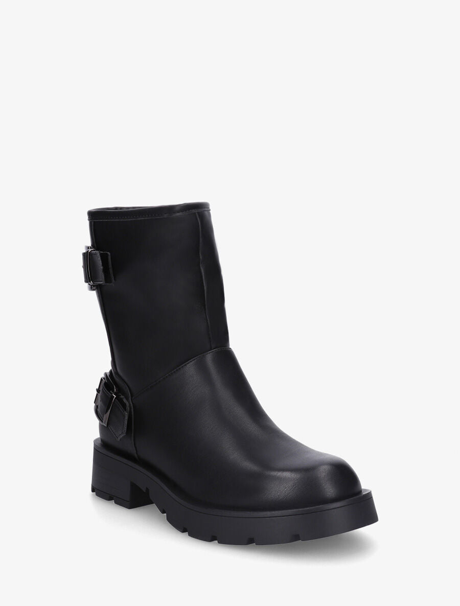Bottines en simili à double sangles - Noir - 2