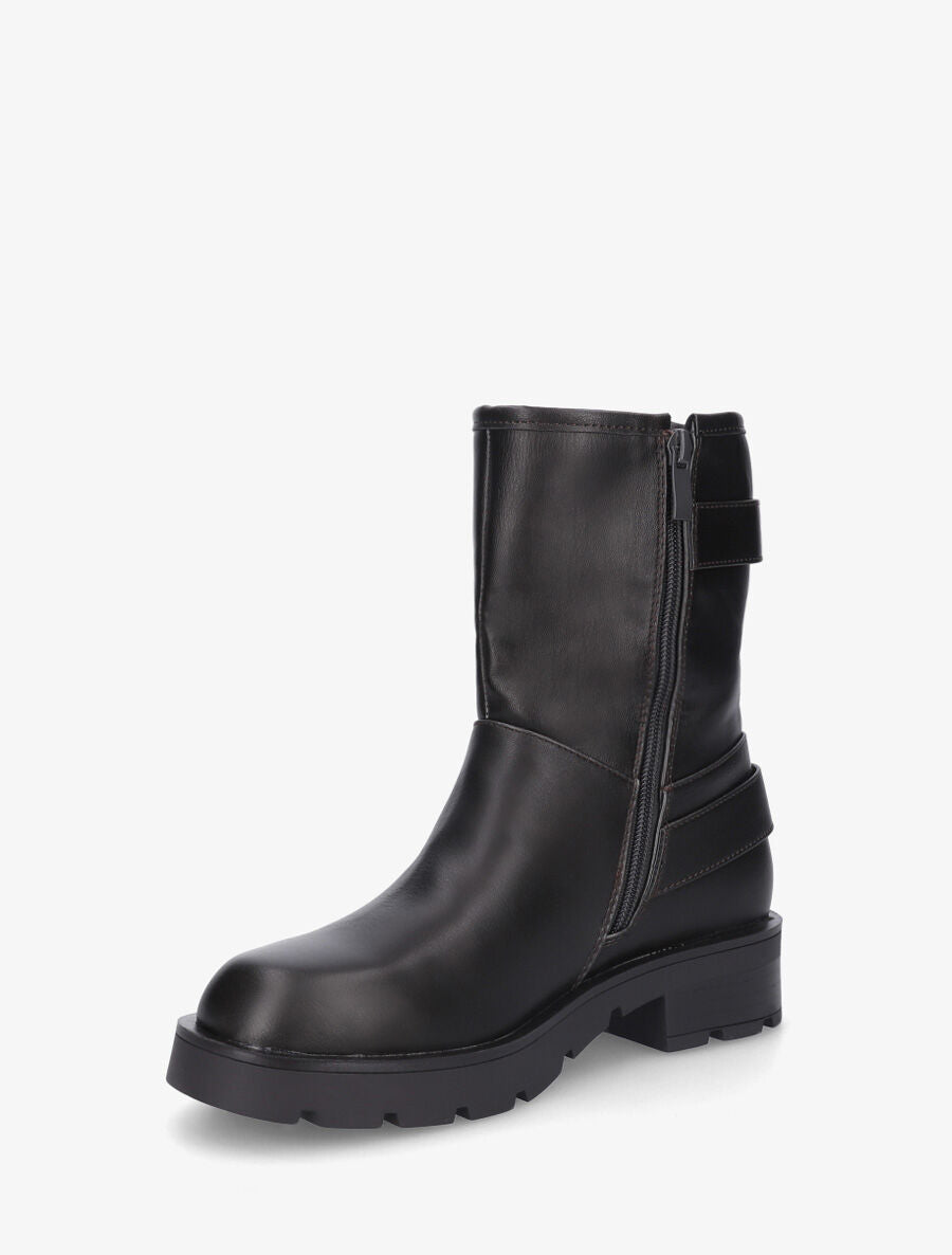 Bottines en simili à double sangles - Anthracite - 3