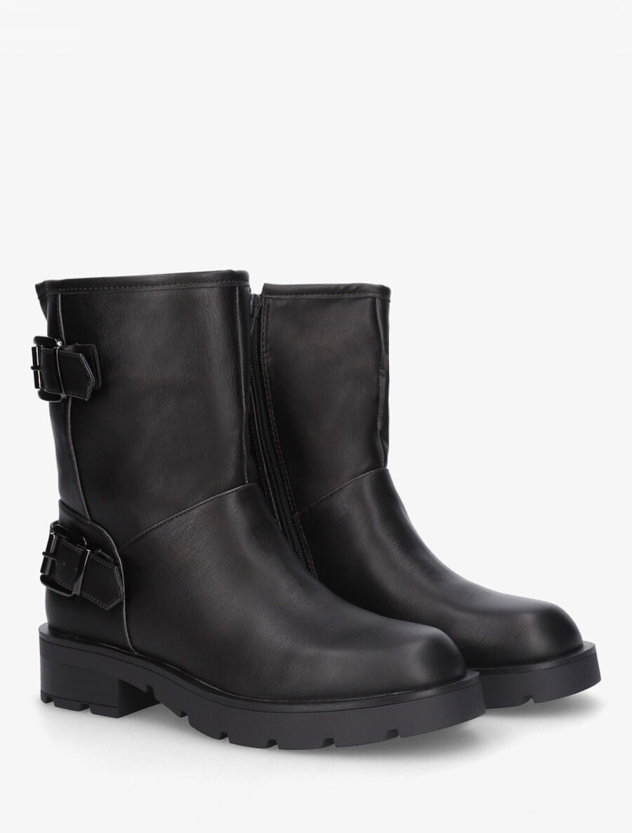 Bottines en simili à double sangles - Anthracite - 4