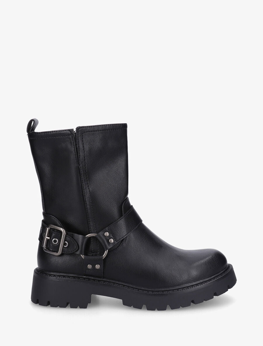 Bottines en simili à fente - Noir - 1