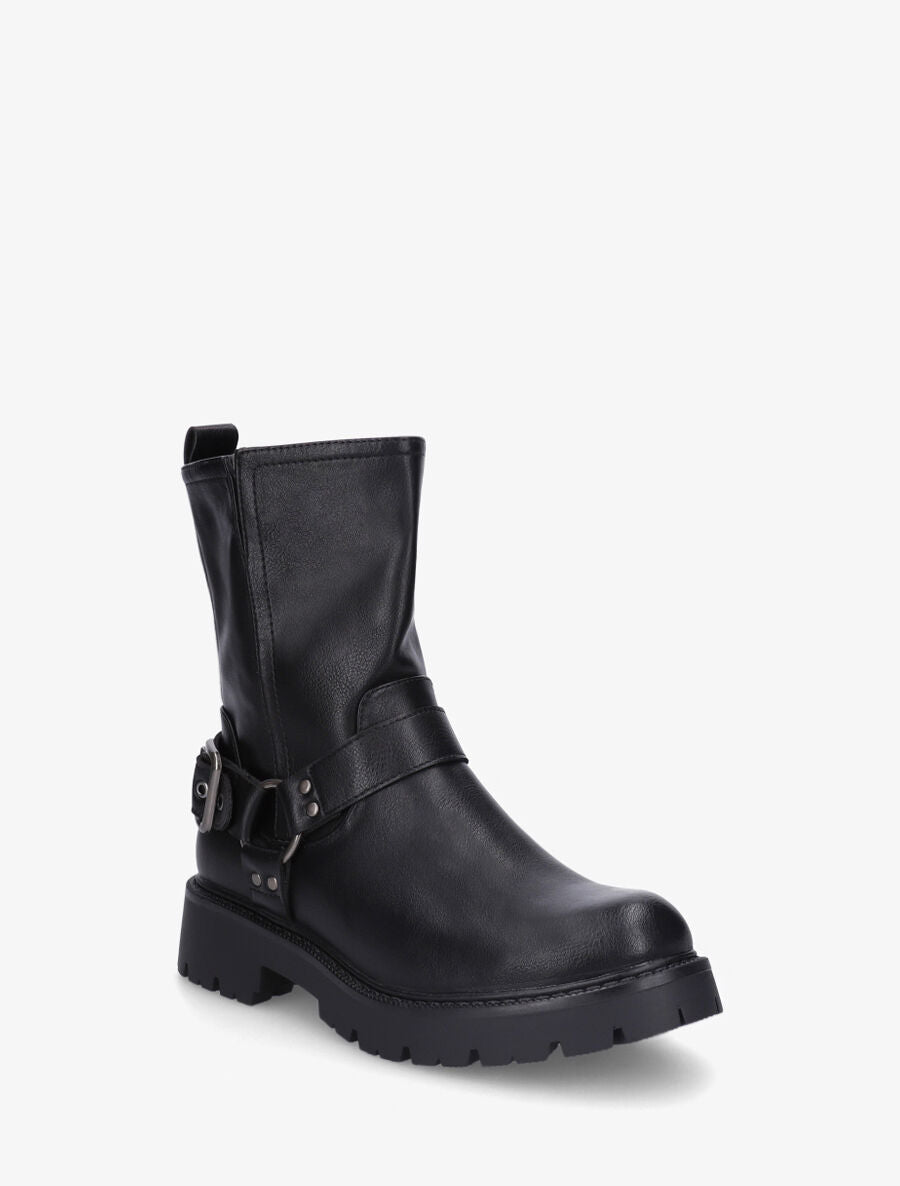 Bottines en simili à fente - Noir - 2