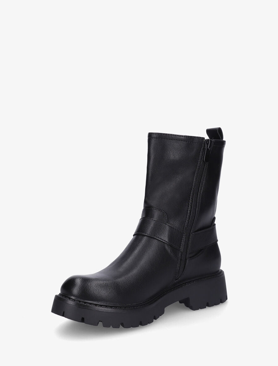 Bottines en simili à fente - Noir - 3