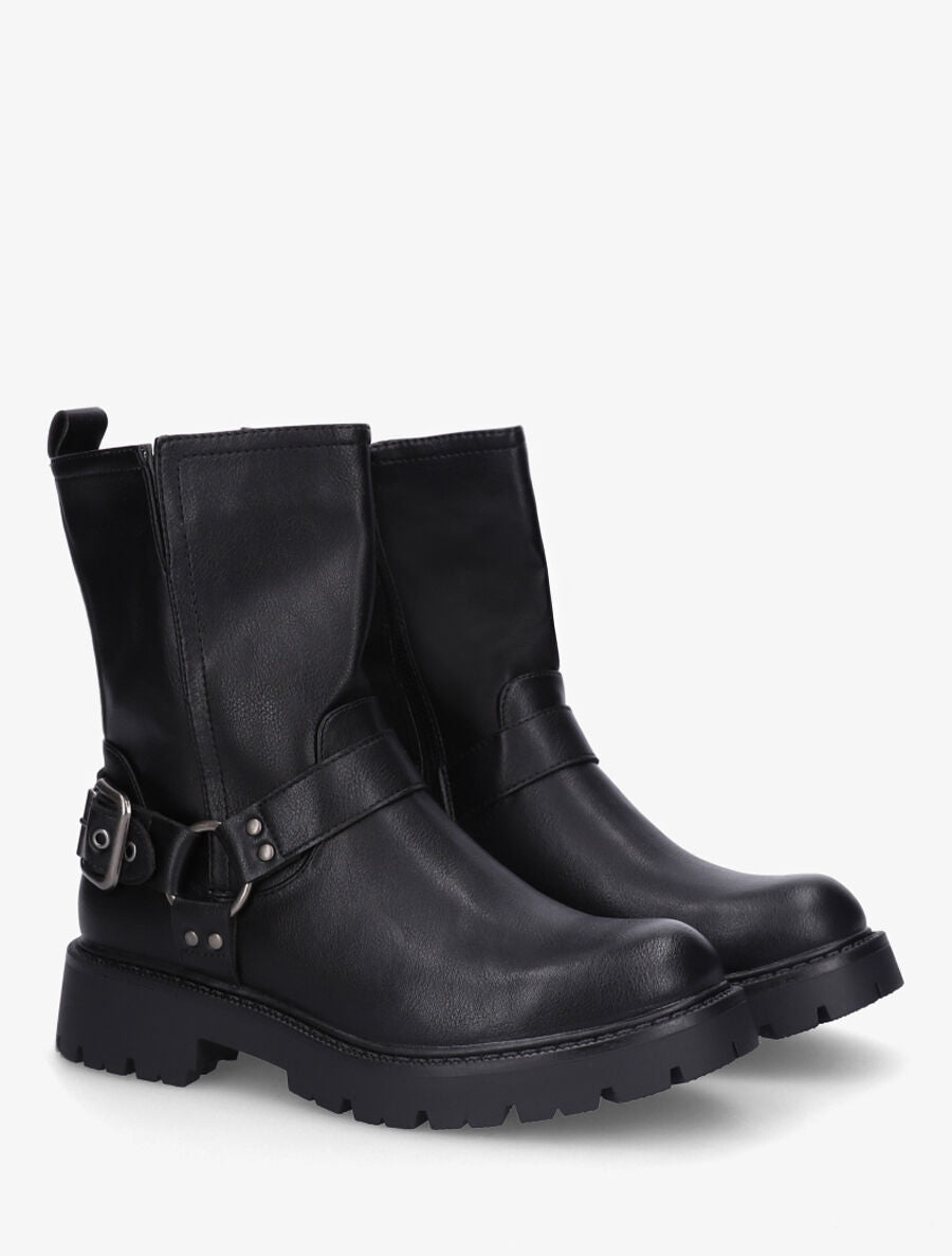 Bottines en simili à fente - Noir - 4
