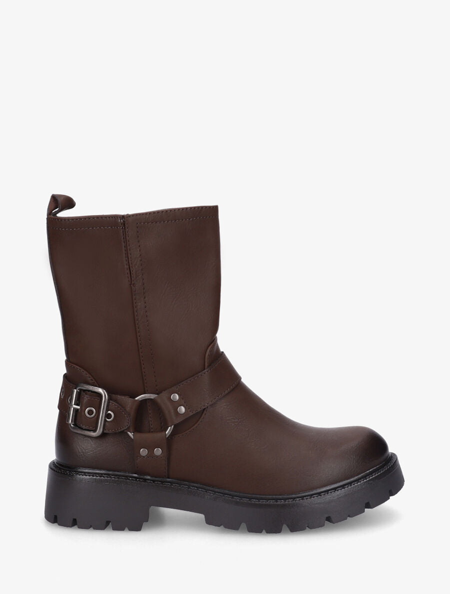 Bottines en simili à fente - Marron - 1