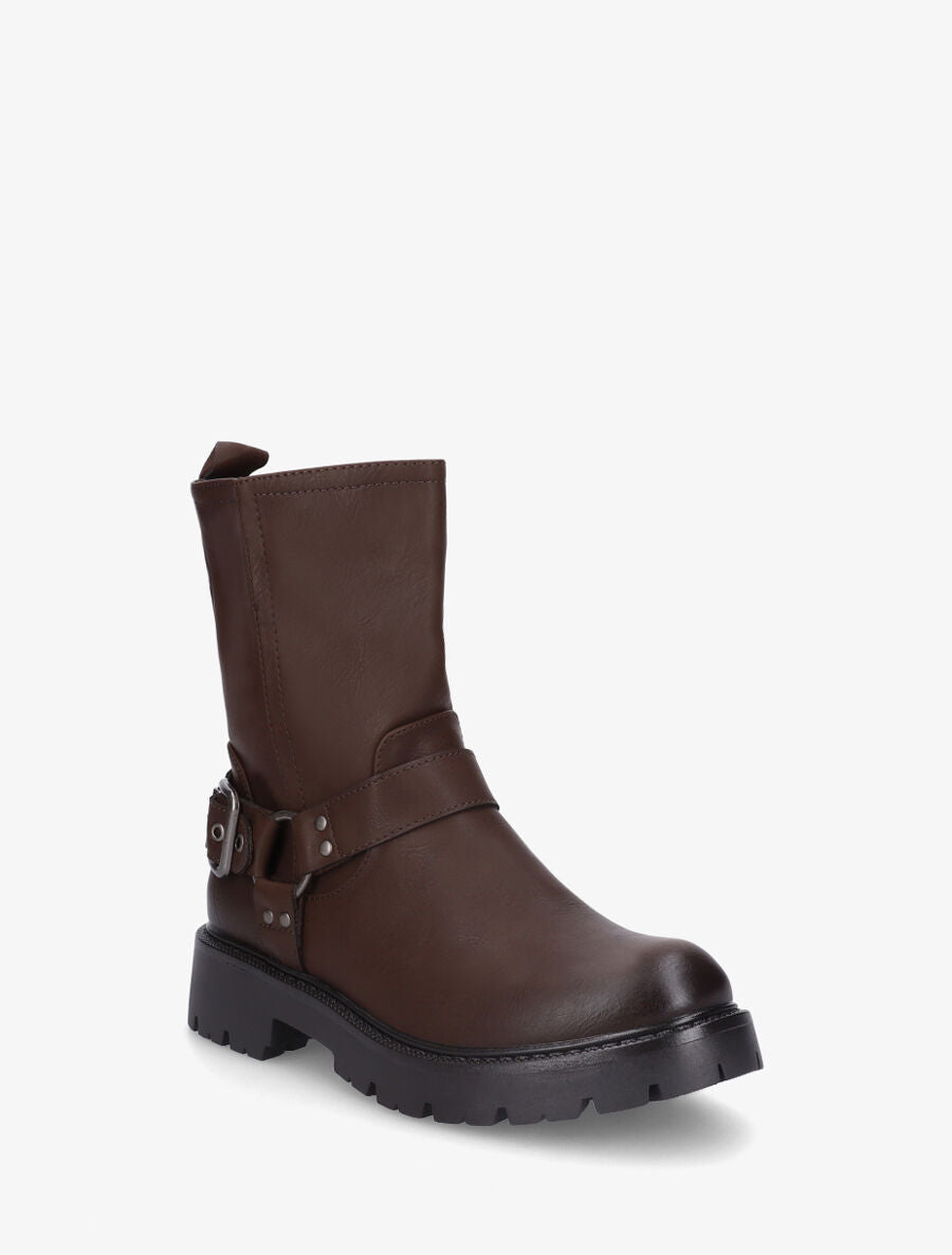 Bottines en simili à fente - Marron - 2