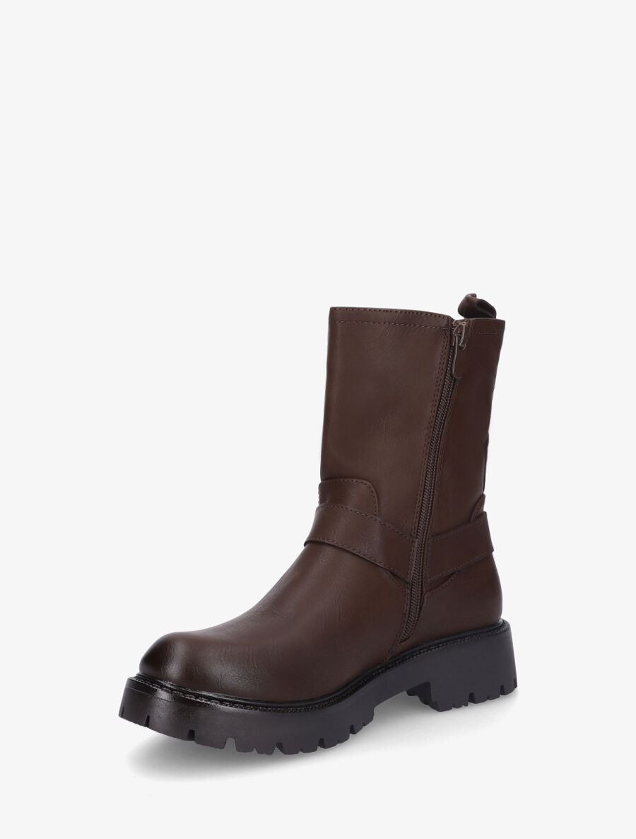 Bottines en simili à fente - Marron - 3