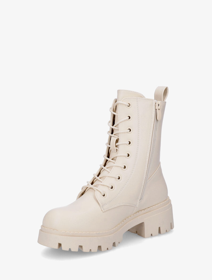 Bottines en simili style rangers - Beige - 3