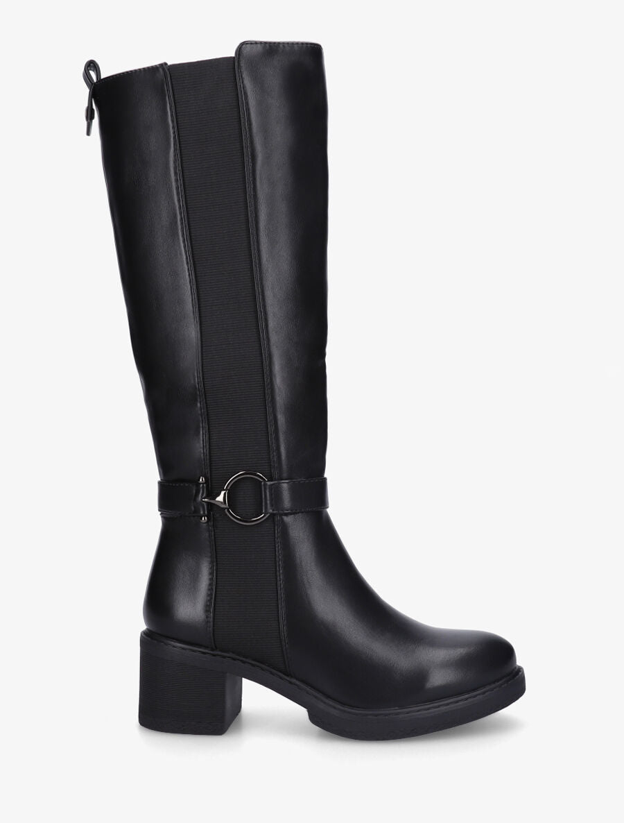 Bottes élastiquées à talon striés - Noir - 1