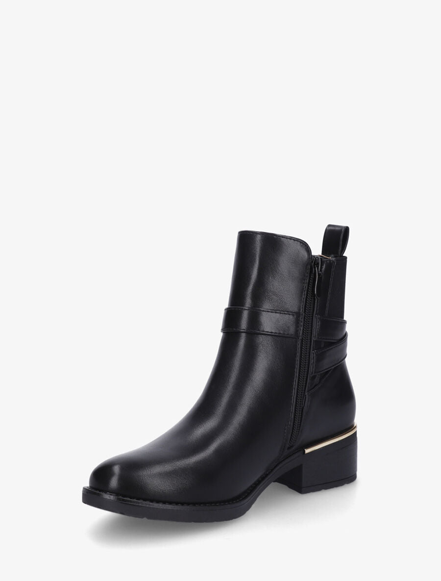 Bottines en simili à boucles et empiècements métallisés - Noir - 3