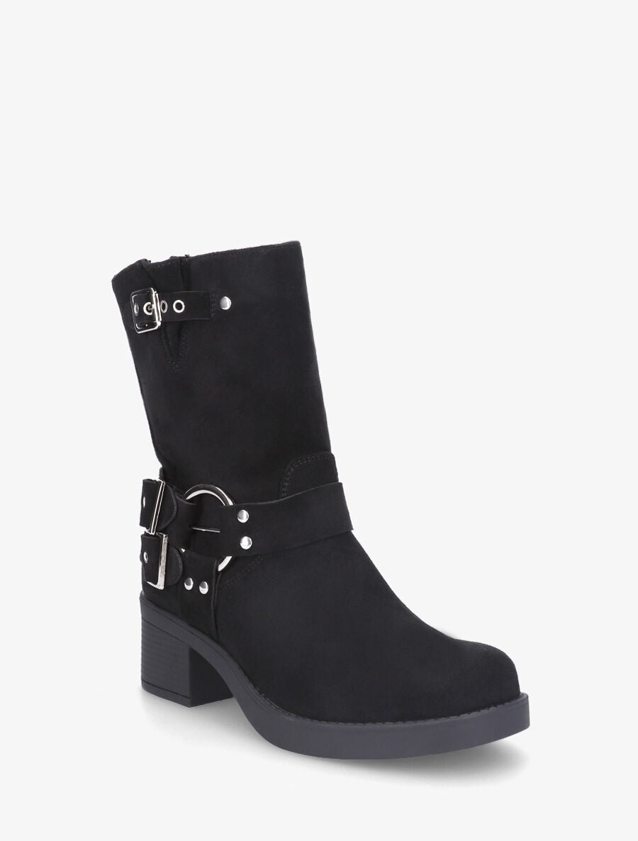 Bottines en suédine à boucles - Noir - 2