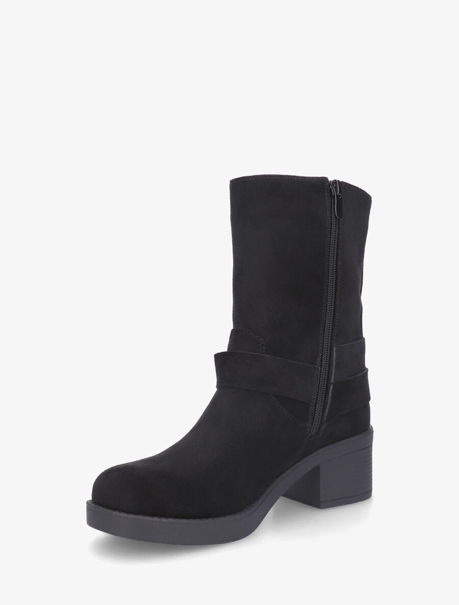 Bottines en suédine à boucles - Noir - 3