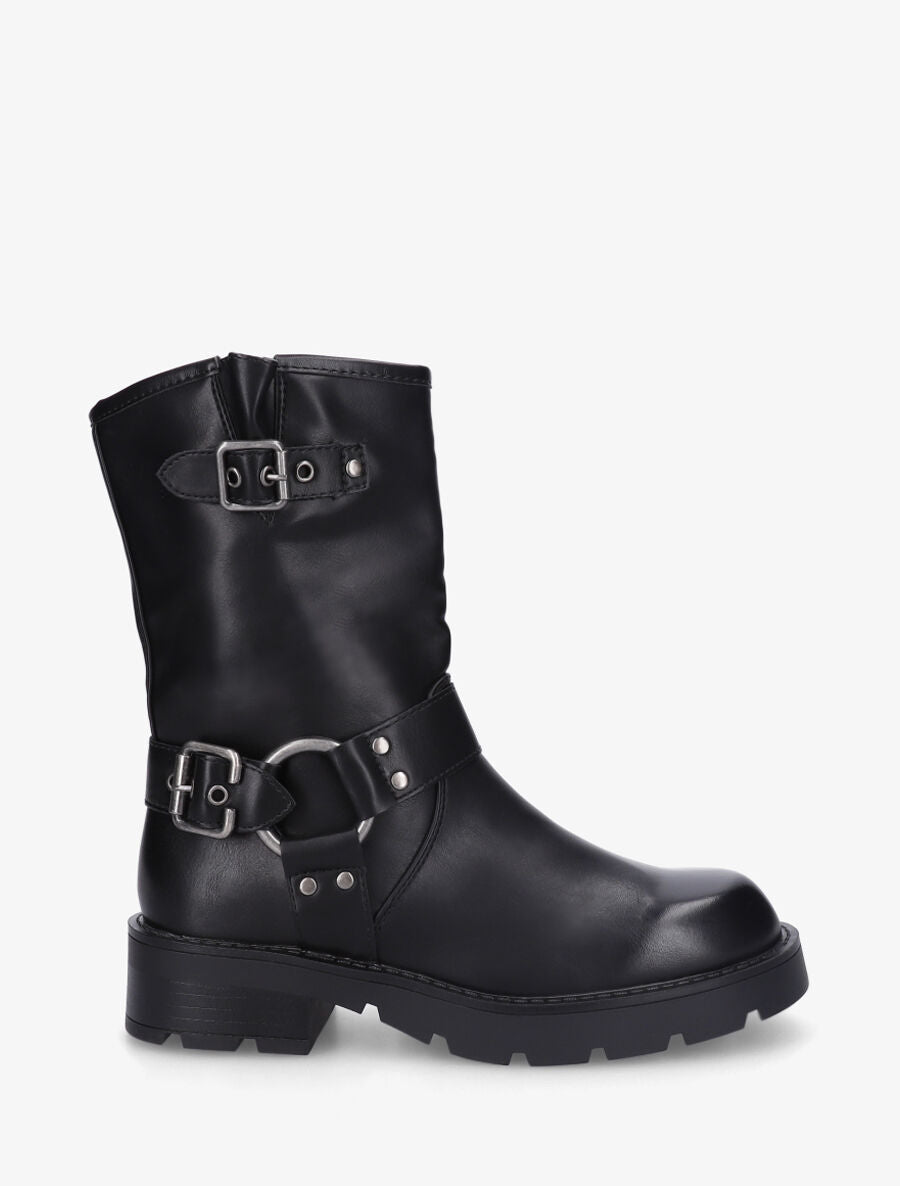 Bottines montantes en simili - Noir - 1