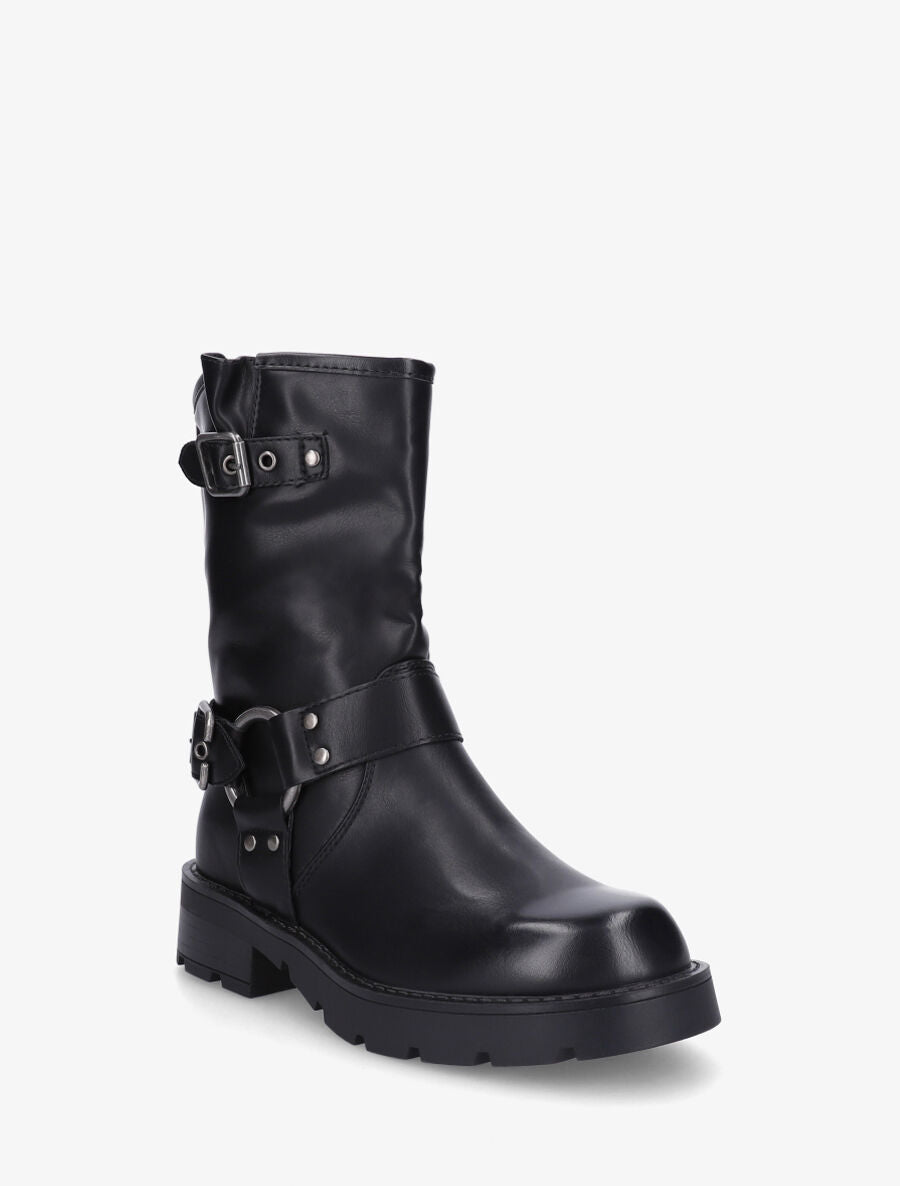 Bottines montantes en simili - Noir - 2
