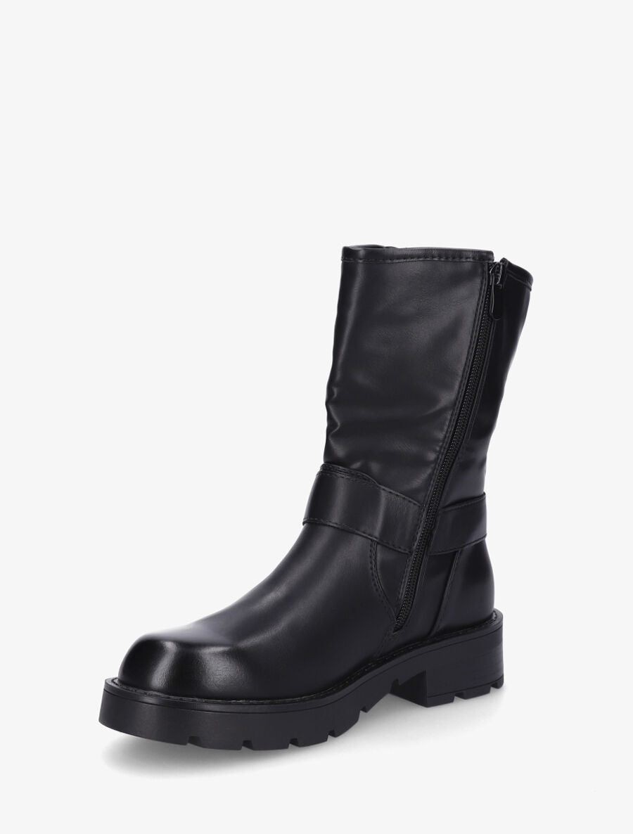 Bottines montantes en simili - Noir - 3