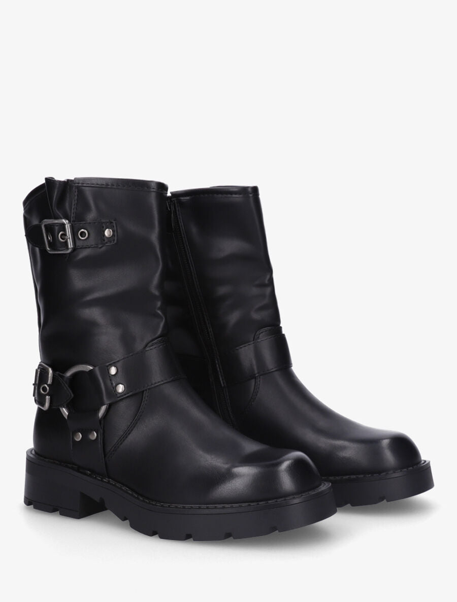 Bottines montantes en simili - Noir - 4