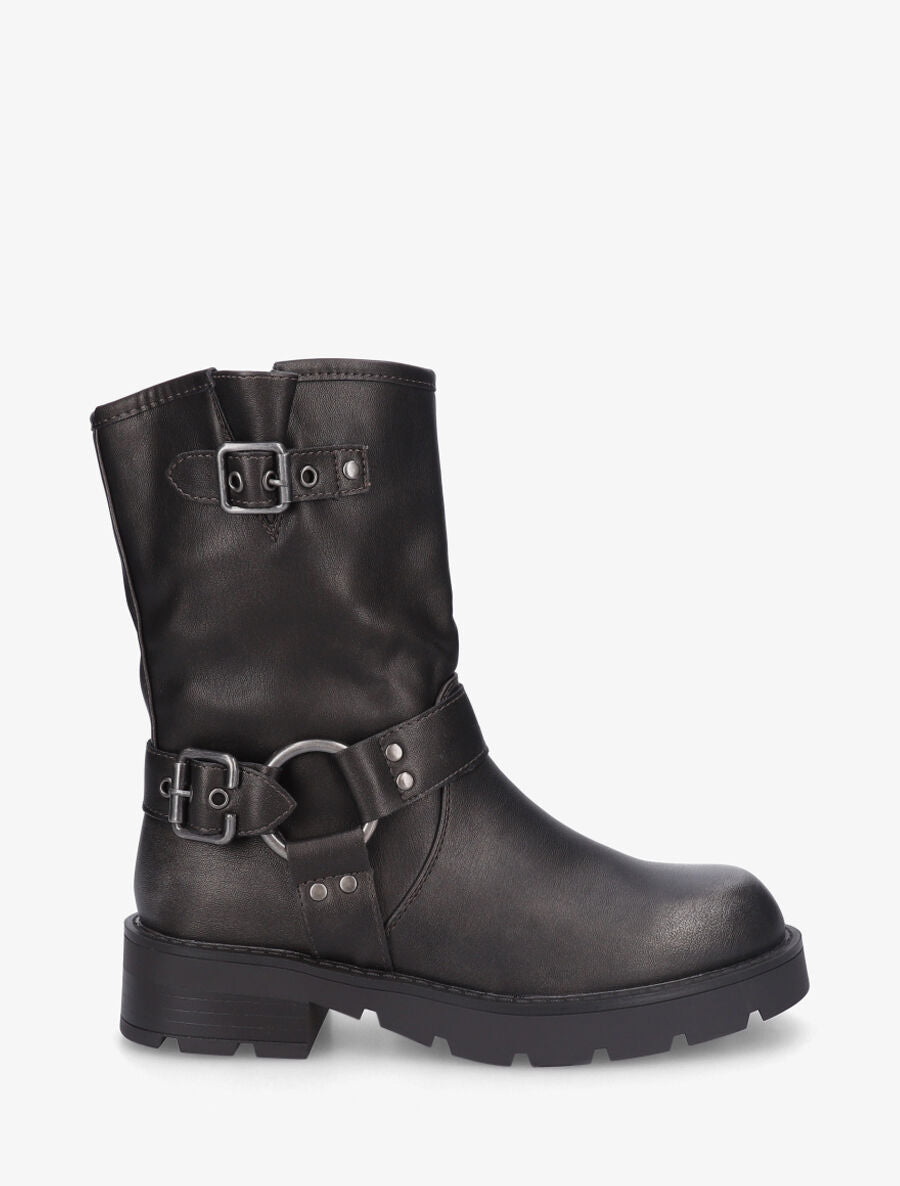 Bottines montantes en simili - Anthracite - 1