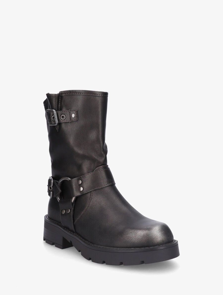 Bottines montantes en simili - Anthracite - 2