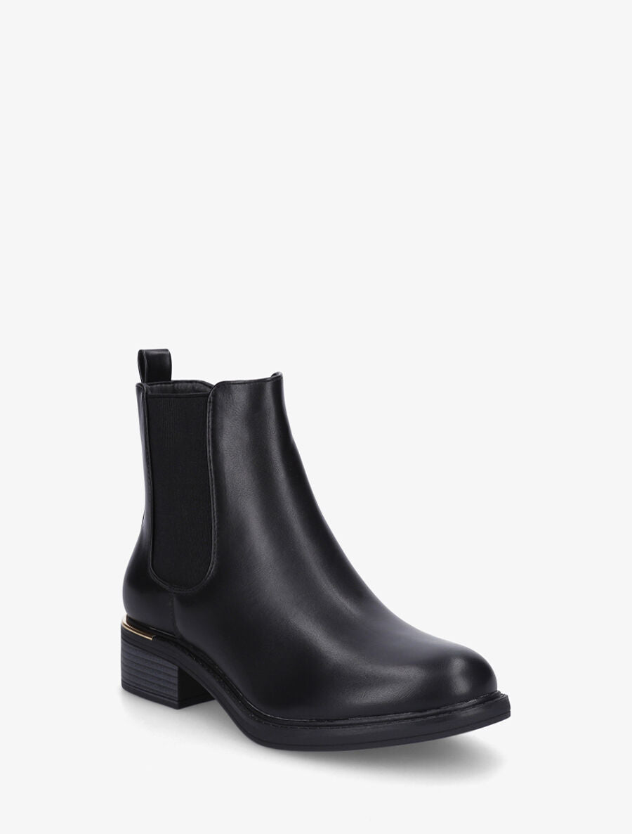 Bottines en simili style chelsea à détail métallique - Noir - 2