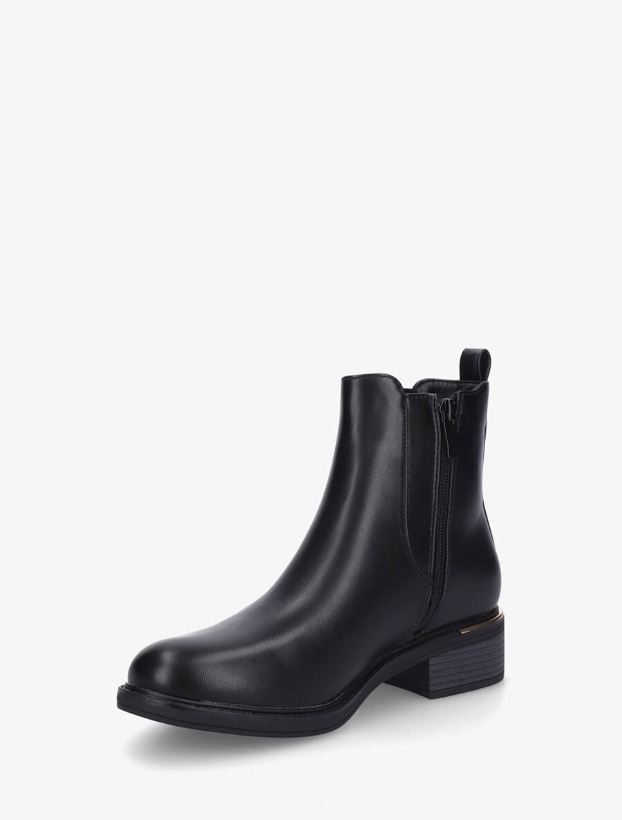 Bottines en simili style chelsea à détail métallique - Noir - 3