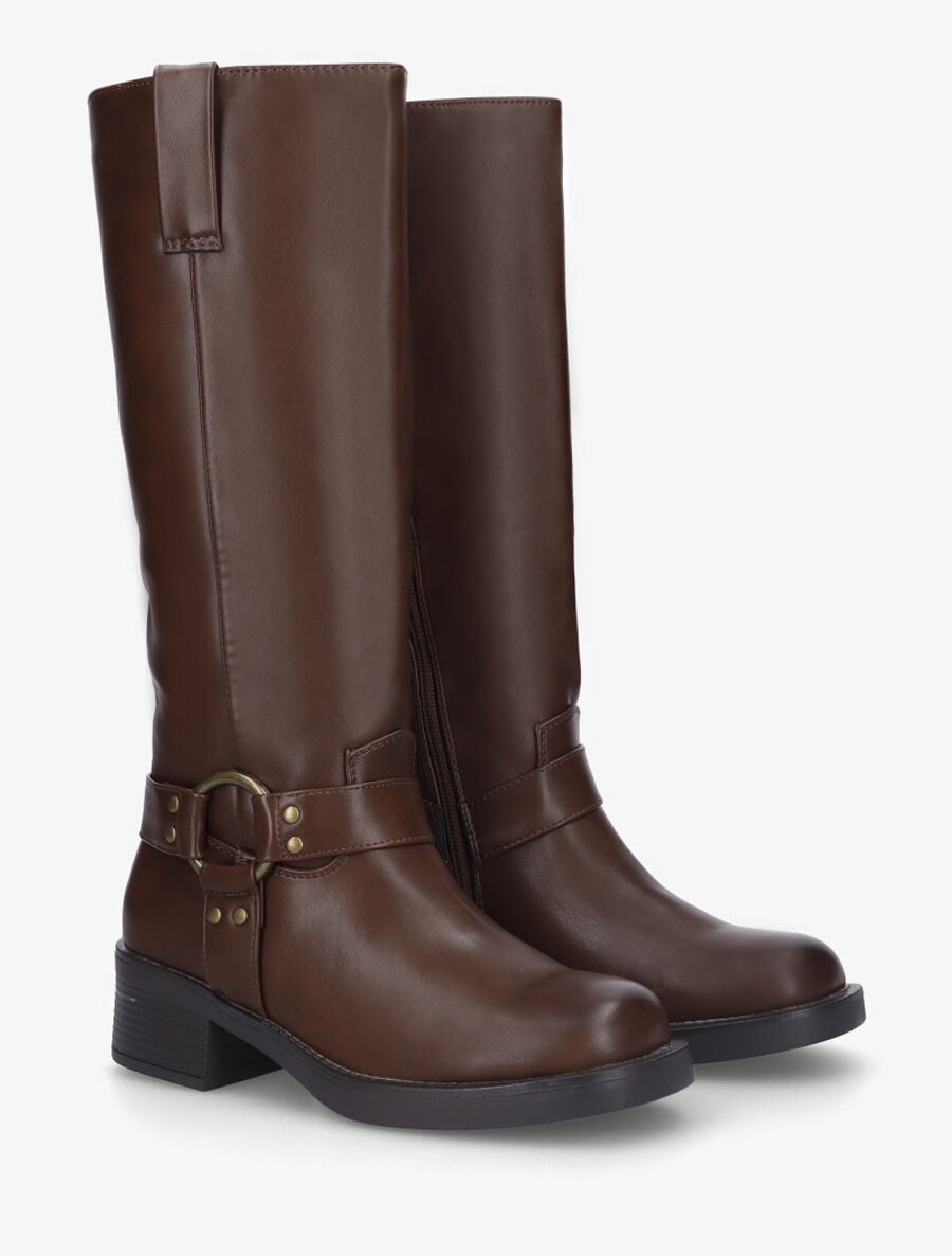 Bottes unies en simili - Marron - 4