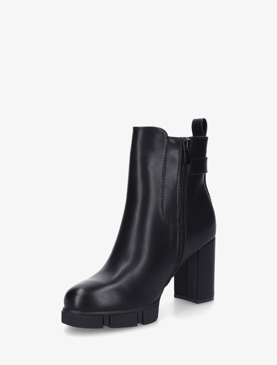 Bottines en simili à talon haut et bande élastiquée - Noir - 3