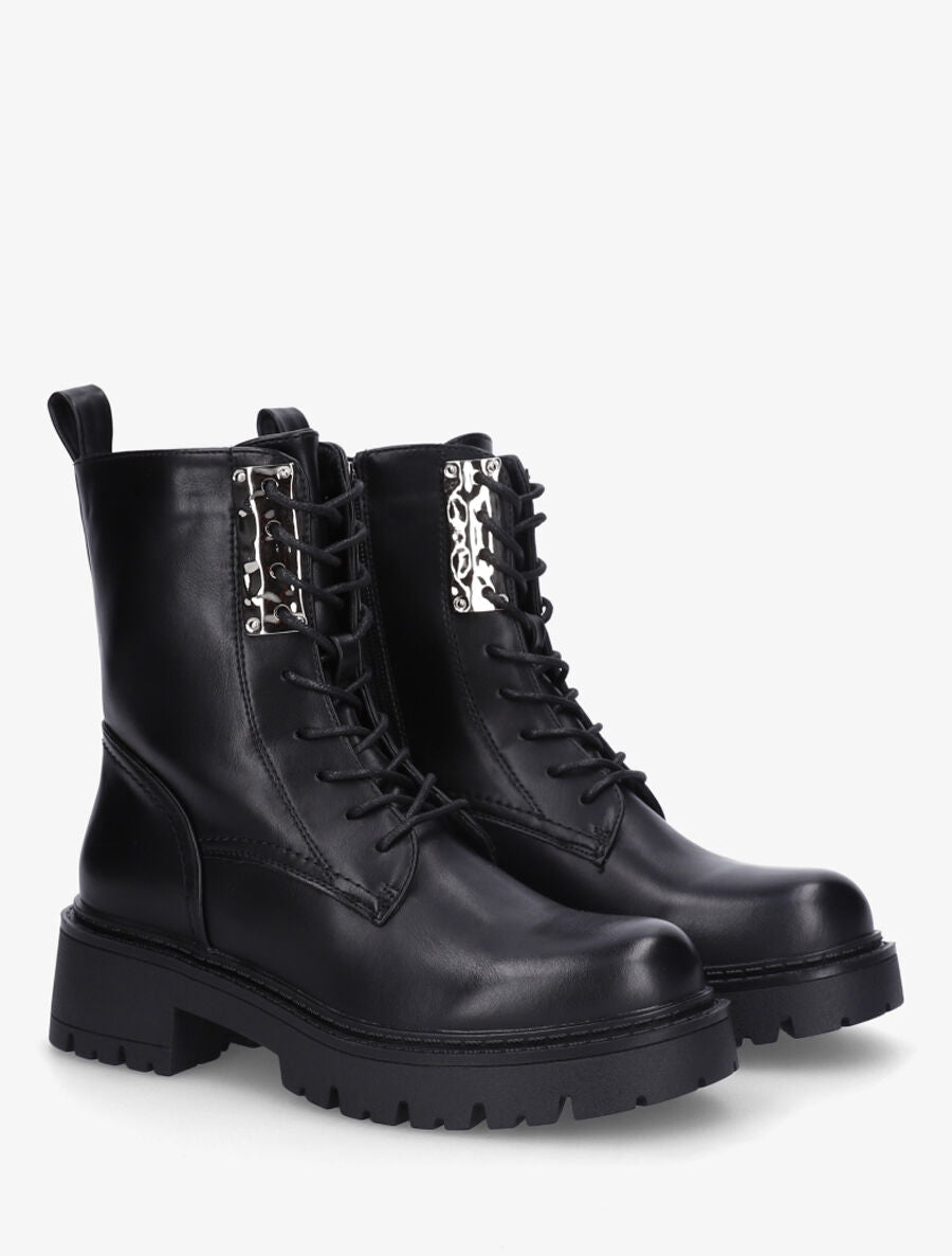 Bottines montantes à empiècement métallique - Noir - 4
