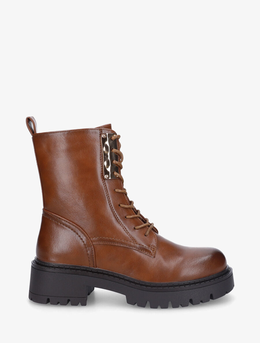 Bottines montantes à empiècement métallique - Camel - 5