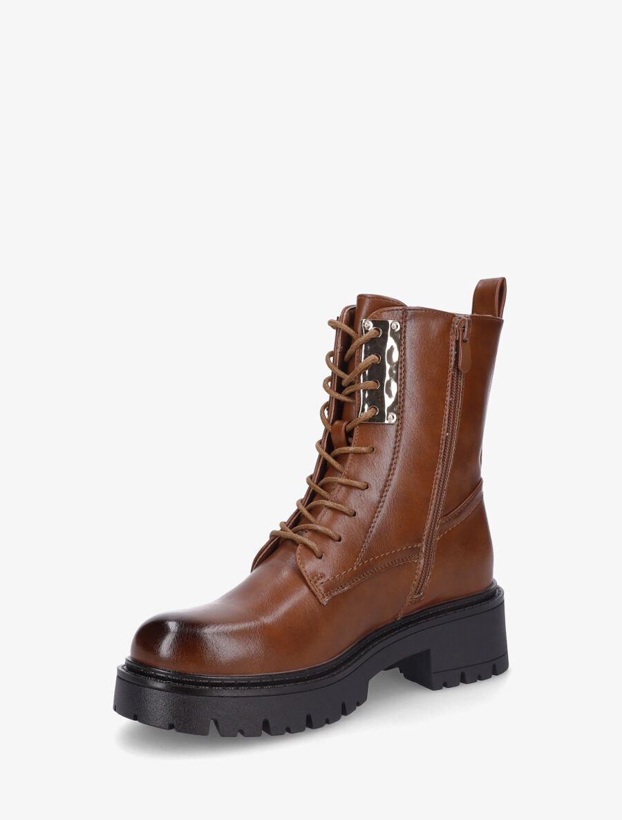 Bottines montantes à empiècement métallique - Camel - 3