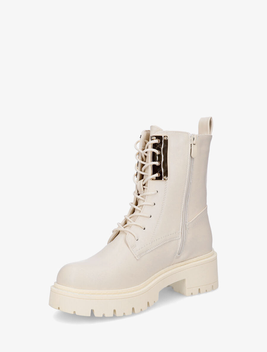 Bottines montantes à empiècement métallique - Beige - 3