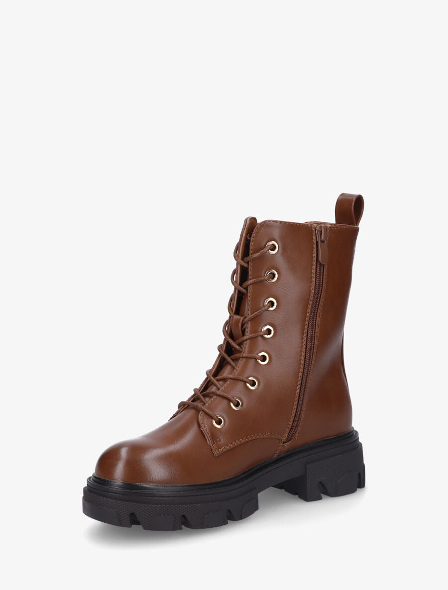Bottines style rangers à bande élastiquée - Camel - 3