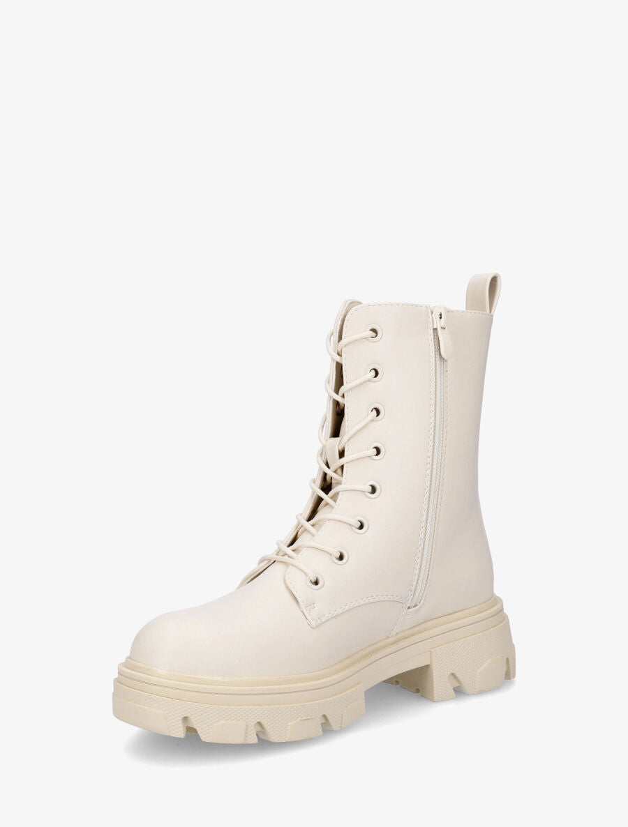 Bottines style rangers à bande élastiquée - Beige - 3