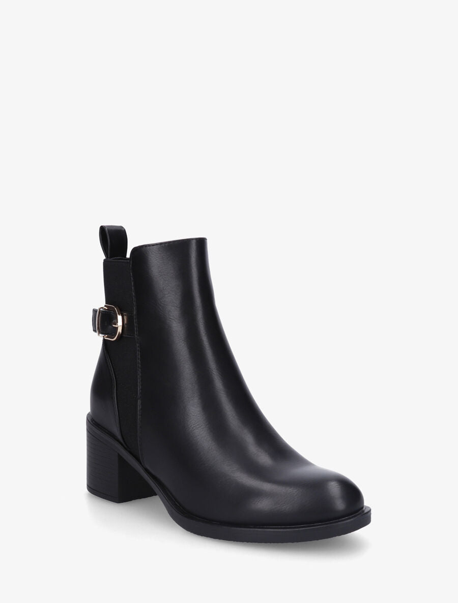 Bottines en simili à talon et bande élastiquée - Noir - 2