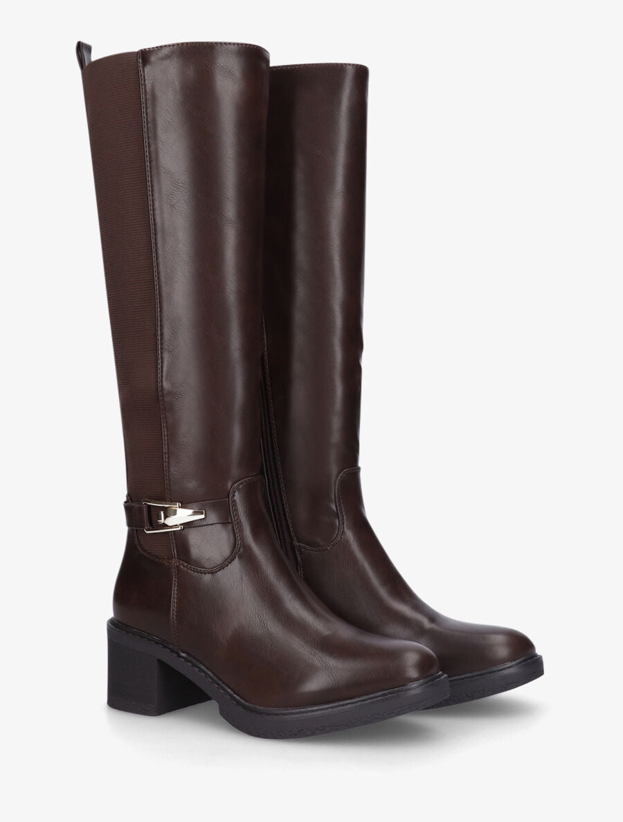 Bottes élastiquées à talon - Marron - 4