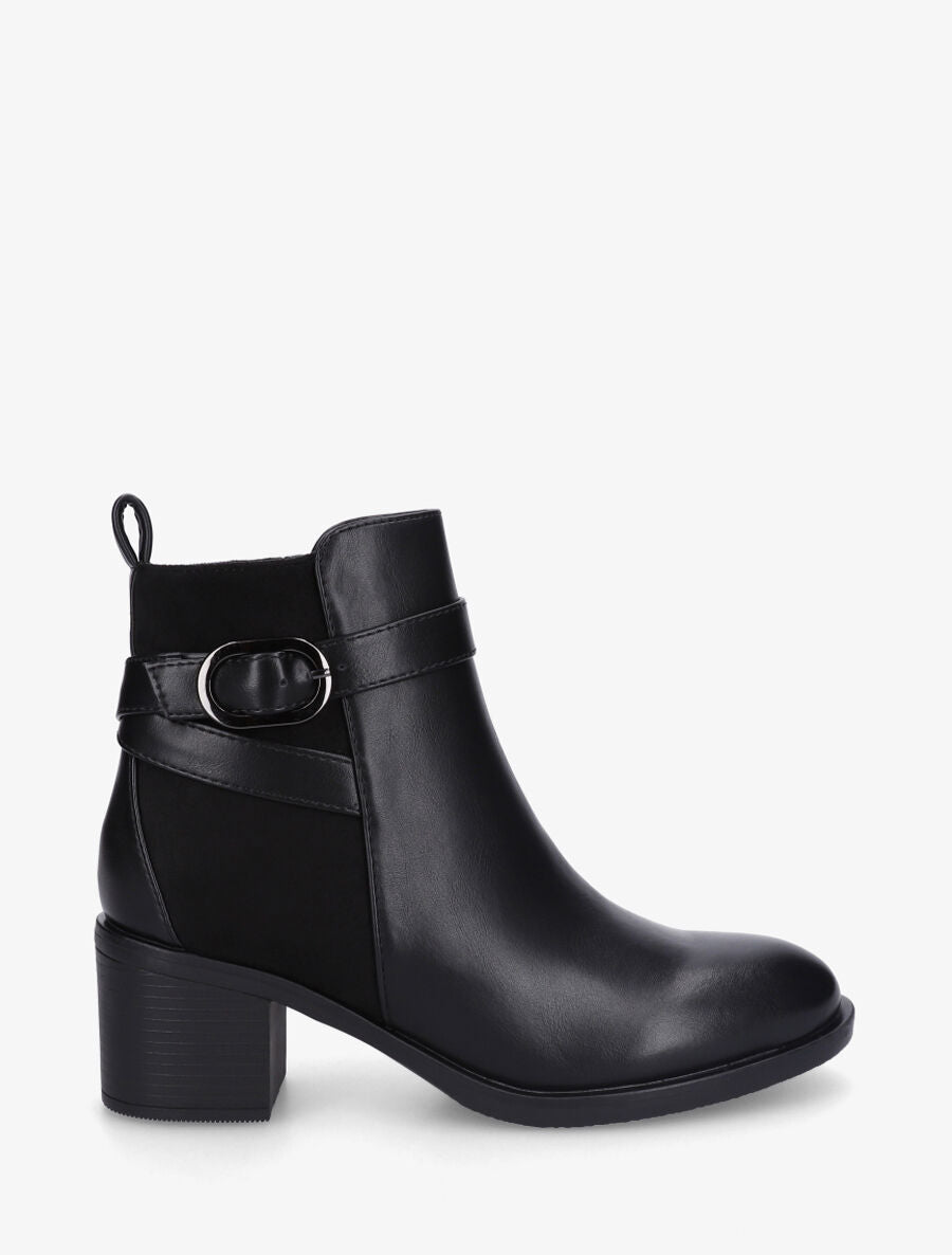 Bottines bimatière à talon - Noir - 5