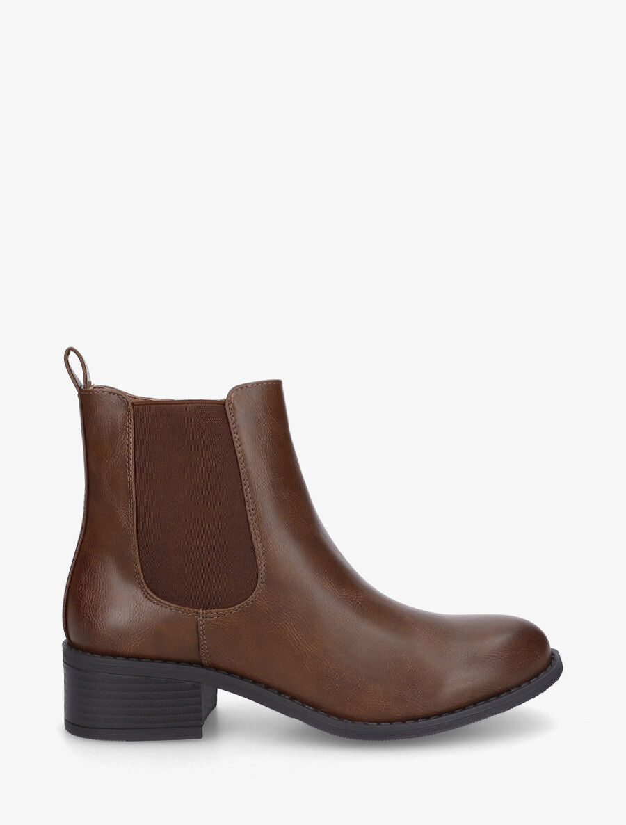 Bottines en simili style chelsea - Camel foncé - 1