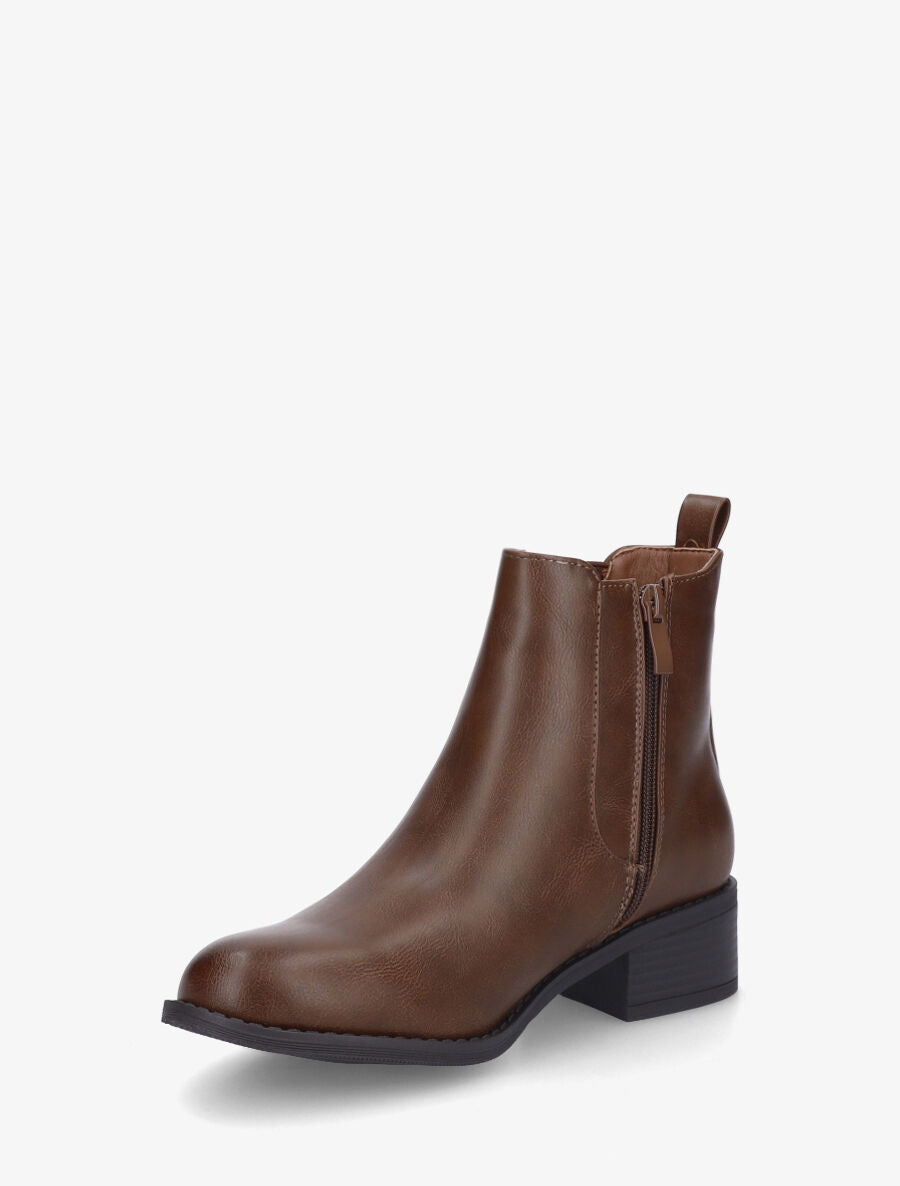 Bottines en simili style chelsea - Camel foncé - 3