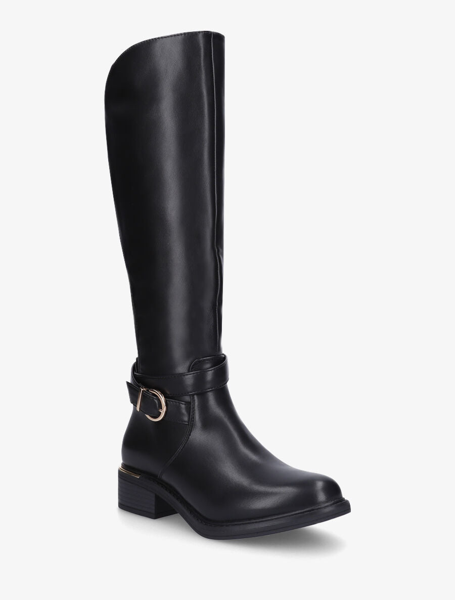 Bottes style cavalière à empiècement métal - Noir - 2