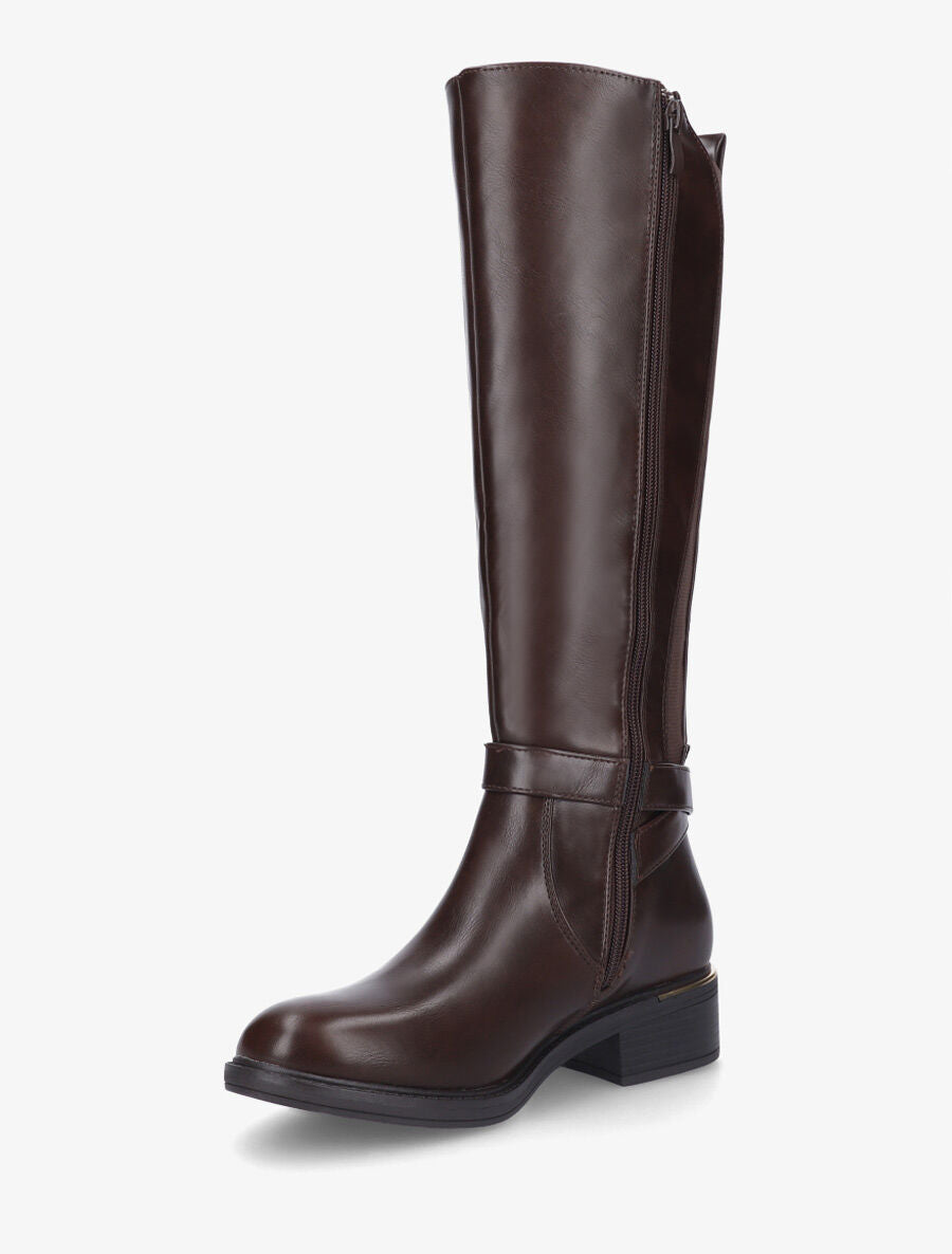 Bottes style cavalière à empiècement métal - Marron - 3