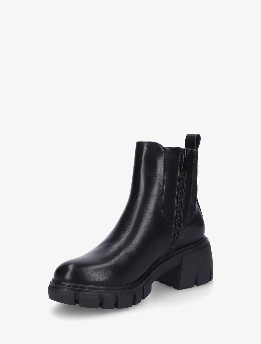 Bottines en simili à semelle crantée - Noir - 3