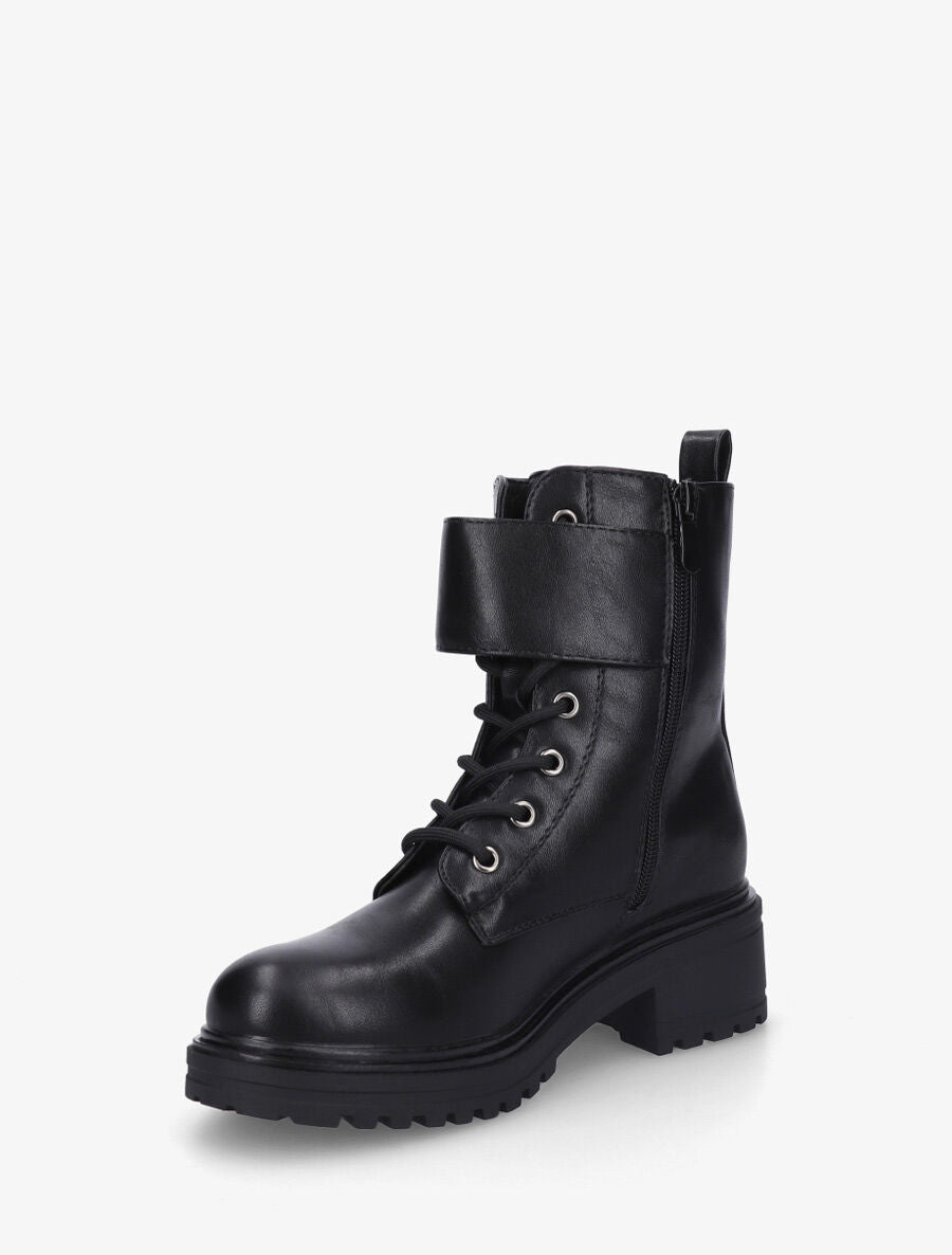 Bottines en simili style rangers à lanière strassée - Noir - 3