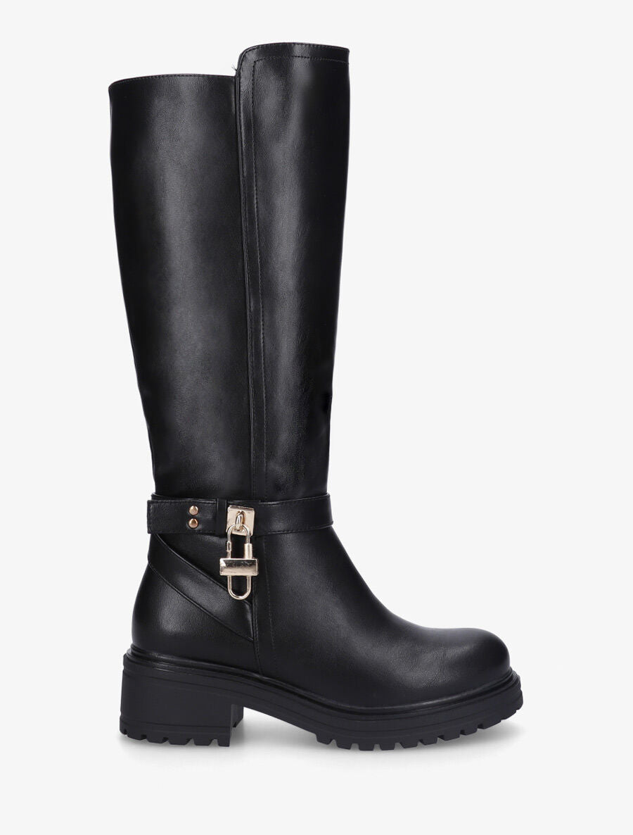 Bottes en simili à boucle style cadenas - Noir - 5