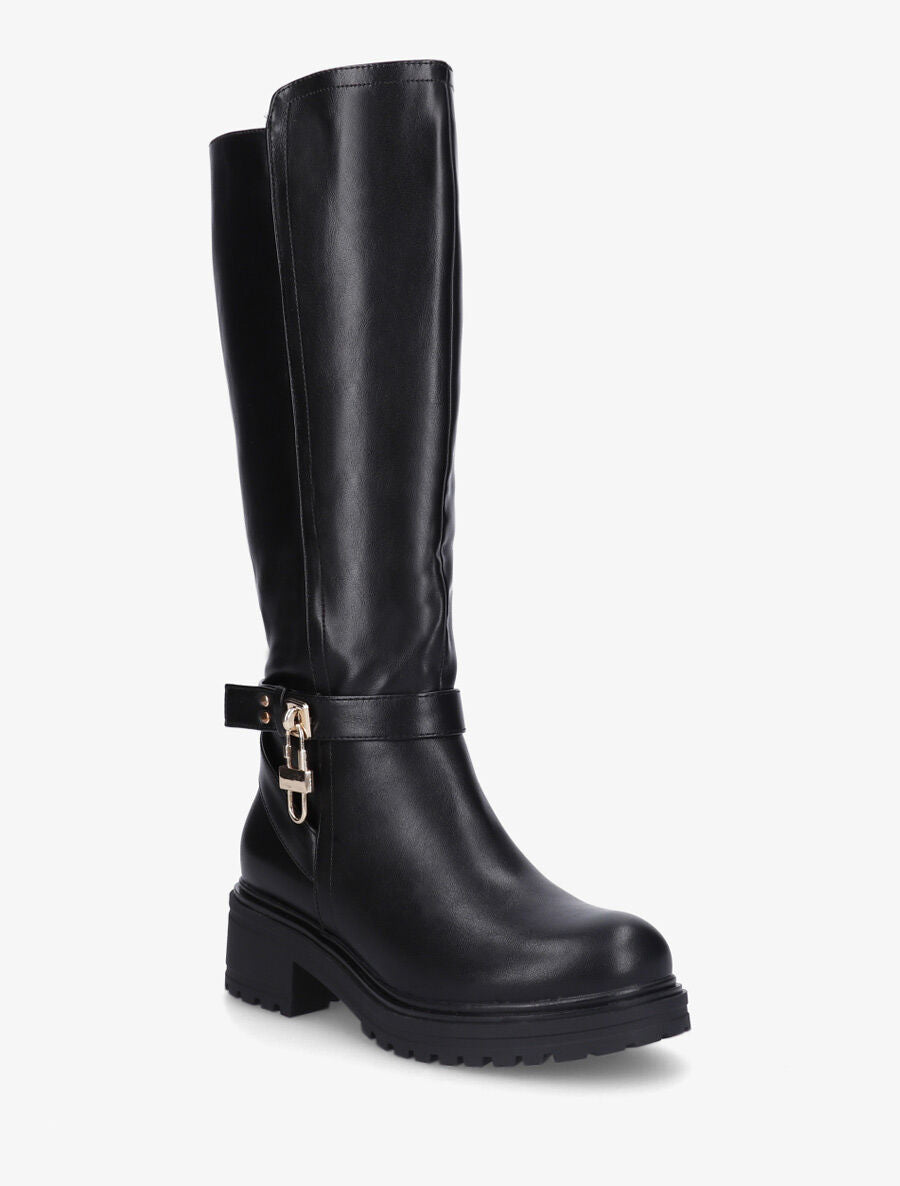 Bottes en simili à boucle style cadenas - Noir - 2