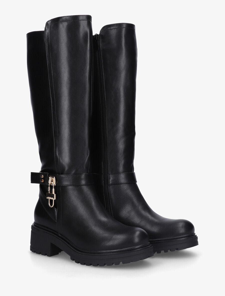Bottes en simili à boucle style cadenas - Noir - 4