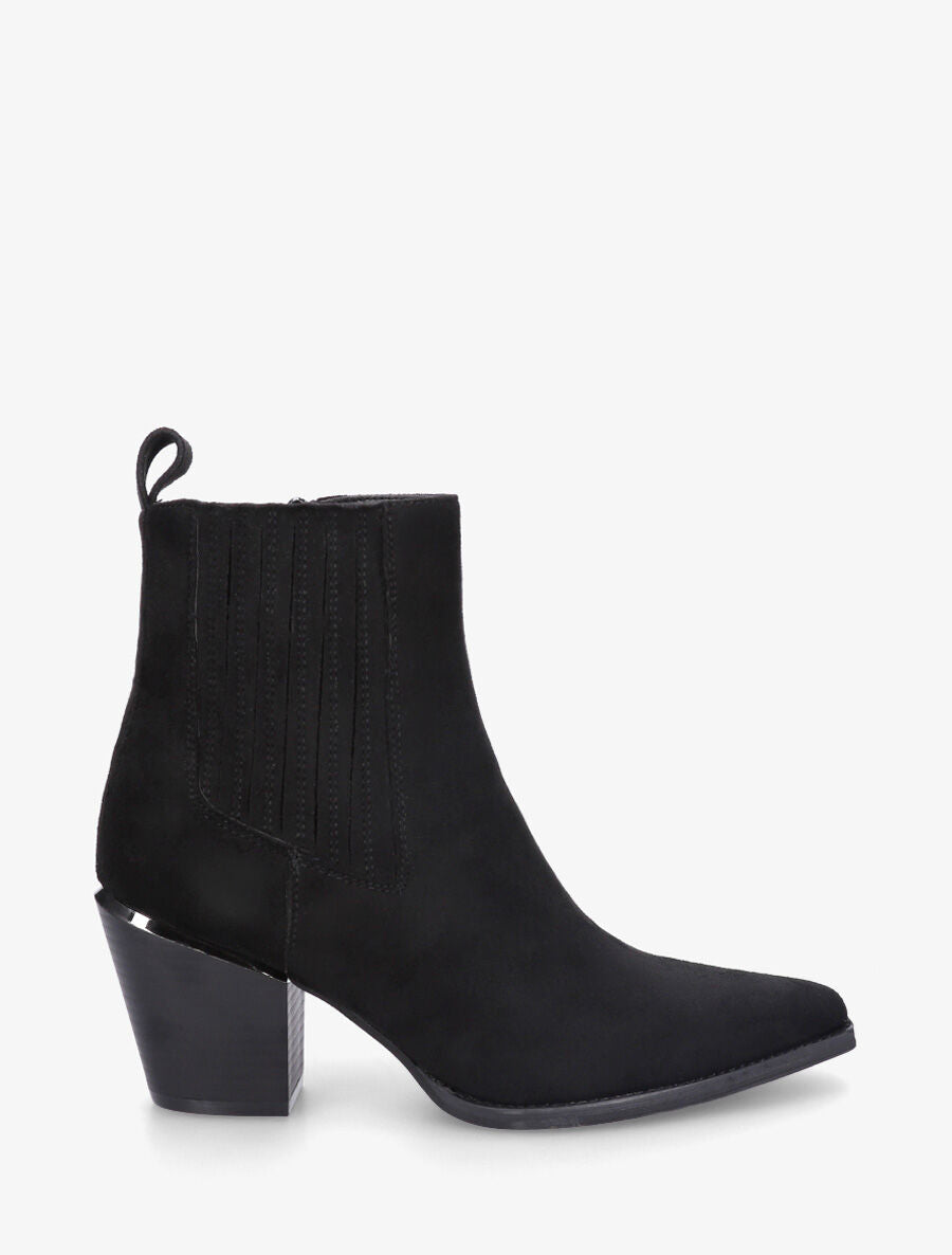 Bottines style santiags en suédine - Noir - 1