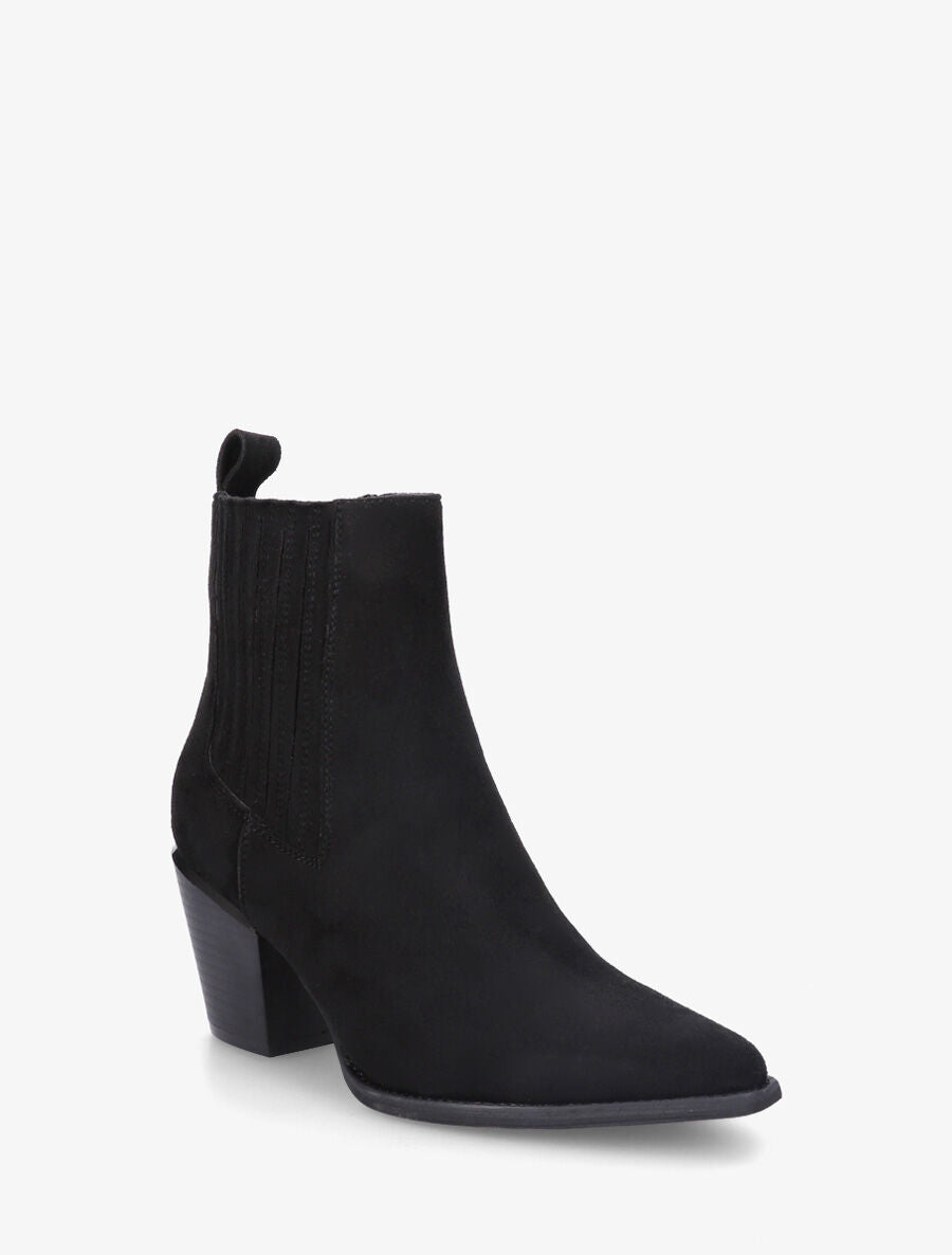 Bottines style santiags en suédine - Noir - 2