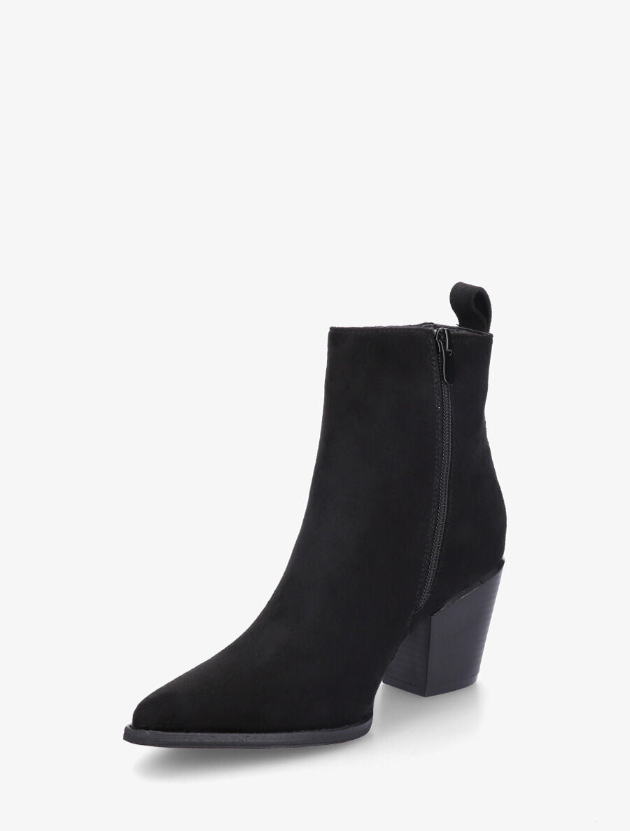 Bottines style santiags en suédine - Noir - 3