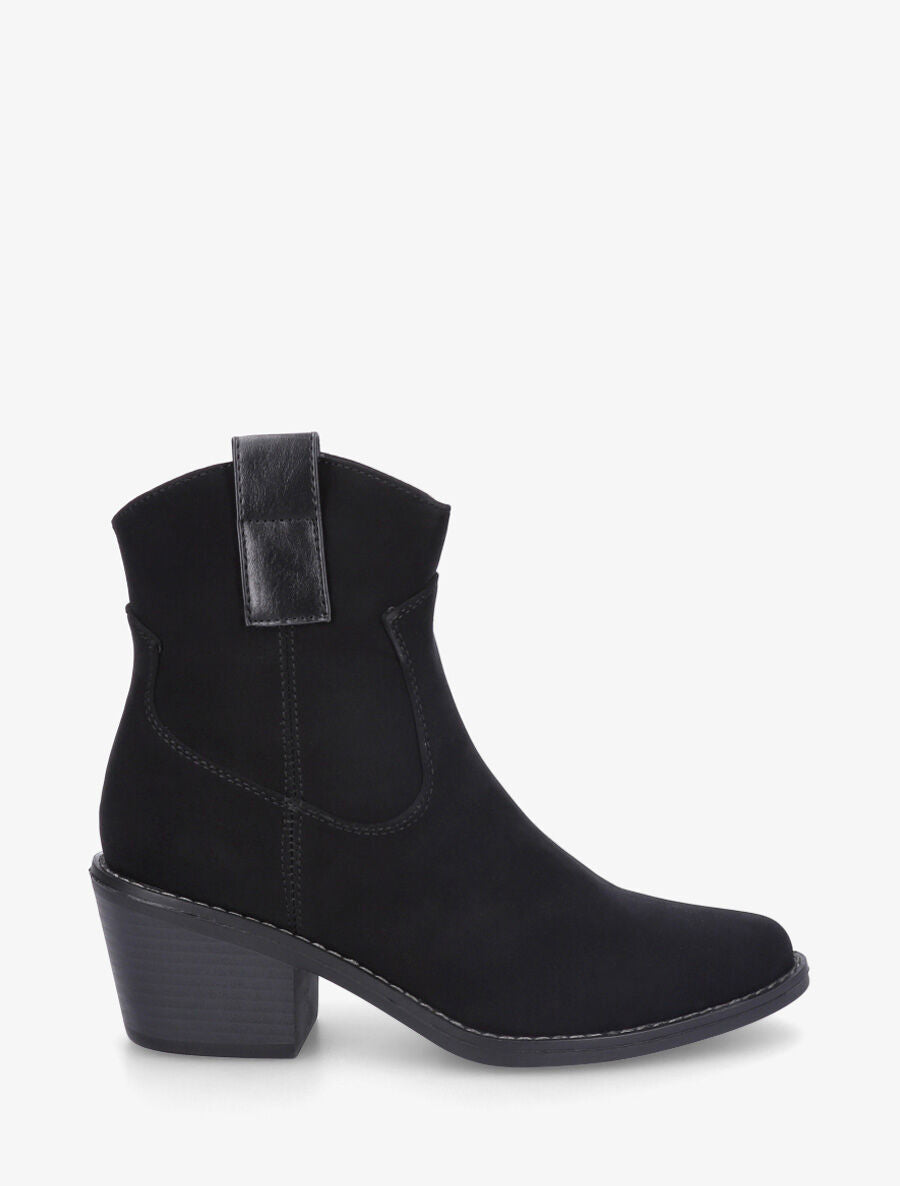 Bottines unies style santiags - Noir - 1