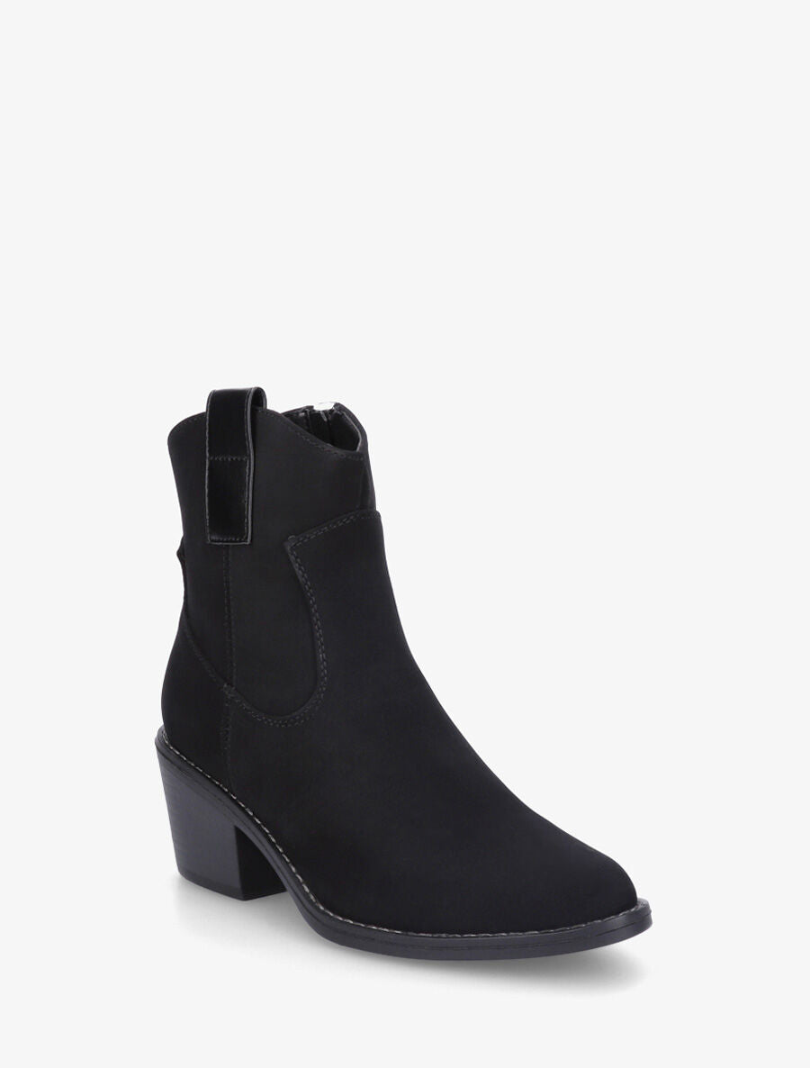 Bottines unies style santiags - Noir - 2