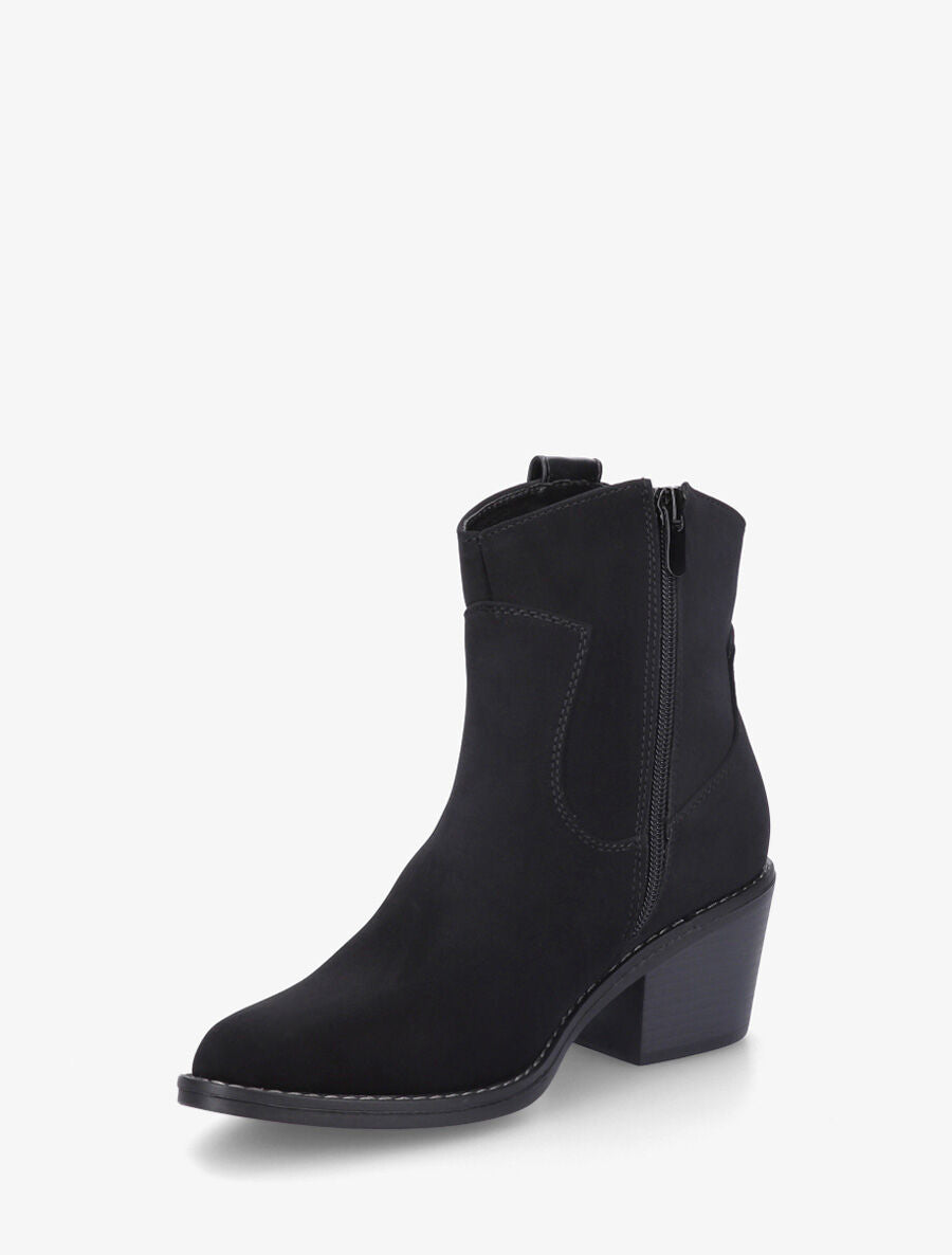 Bottines unies style santiags - Noir - 3