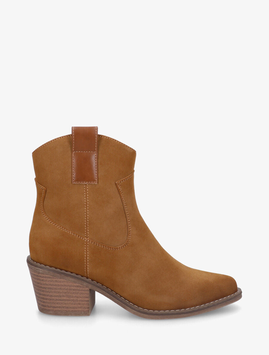 Bottines unies style santiags - Camel - 1